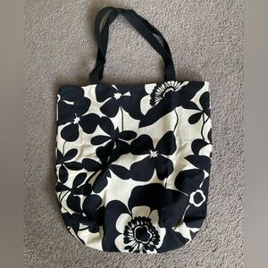 Floral Black and White Tote Bag